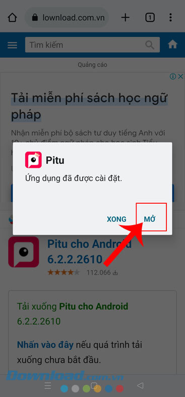 Tiếp tục, nhấn vào nút Mở