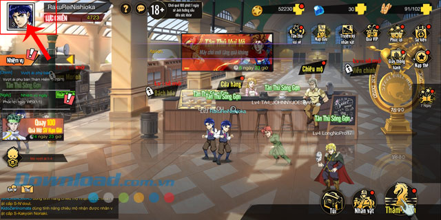 Ấn vào biểu tượng tài khoản