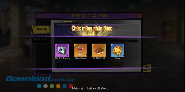 Ấn vào vị trí bất kỳ trên màn hình để nhận quà