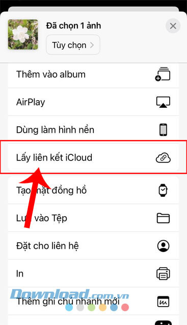Ấn và mục Liên kết iCloud