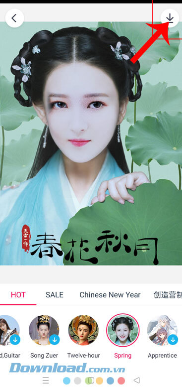 Chạm vào biểu tượng mũi tên đi xuống