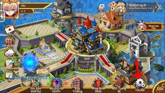 Chạm vào mục Cài đặt