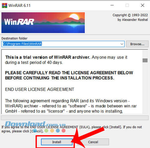 Nhấp chuột vào nút Install