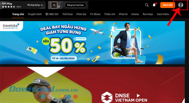 Nhấn vào biểu tượng tài khoản