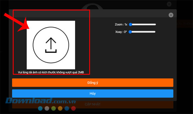 Nhấp chuột vào biểu tượng tải lên
