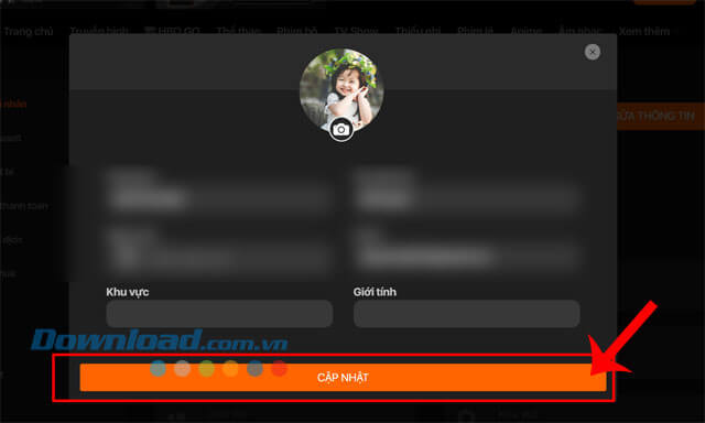 Click chuột vào nút Cập nhật