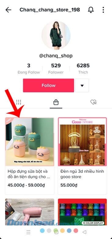 Chọn và chạm vào sản phẩm mình muốn xem thông tin