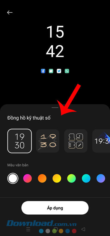 Chọn kiểu đồng hồ kỹ thuật số