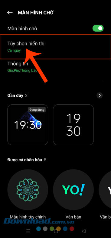 Nhấn vào mục Tùy chọn hiển thị