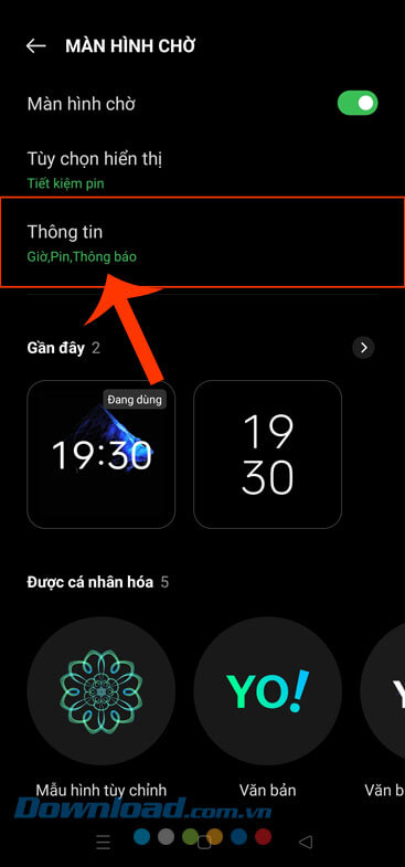 Chạm vào mục Thông tin