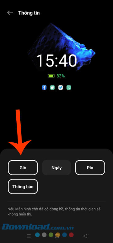 Chọn thông tin sẽ xuất hiện