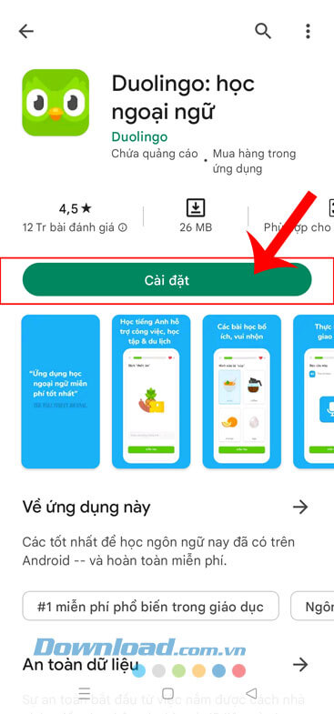 Nhấn vào nút Cài đặt