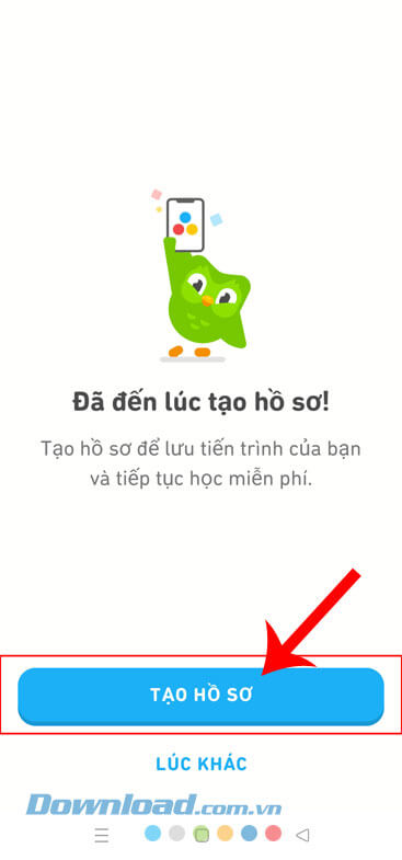 Ấn vào nút Tạo hồ sơ