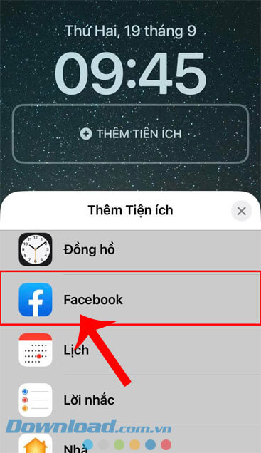 Ấn vào mục Thêm tiện ích