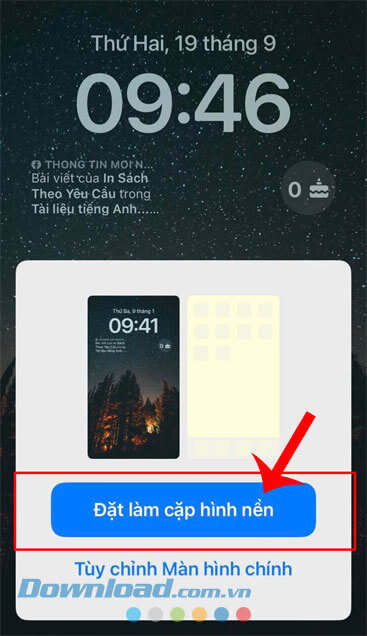 Ấn vào nút Đặt làm cặp hình nền