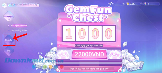 Ấn vào mục Phúc lợi