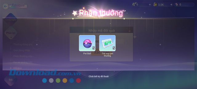 Chạm vào màn hình để nhận quà