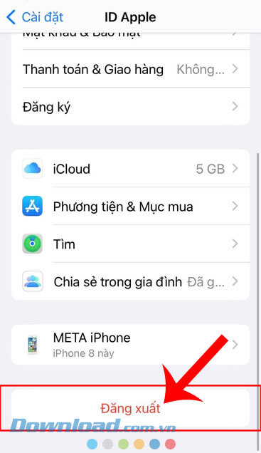 Chạm vào nút Đăng xuất