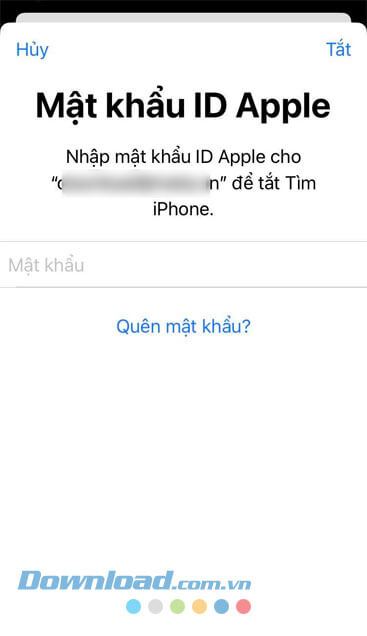 Nhập mật khẩi tài khoản Apple ID