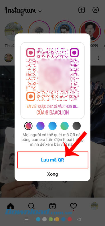 Nhấn vào nút Lưu mã QR
