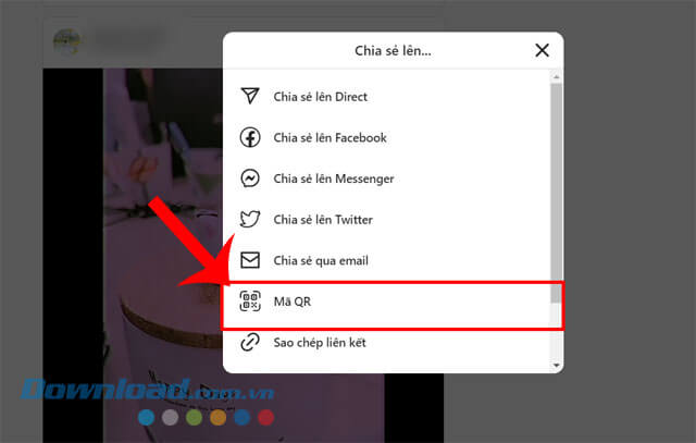 Nhấn vào mục Mã QR