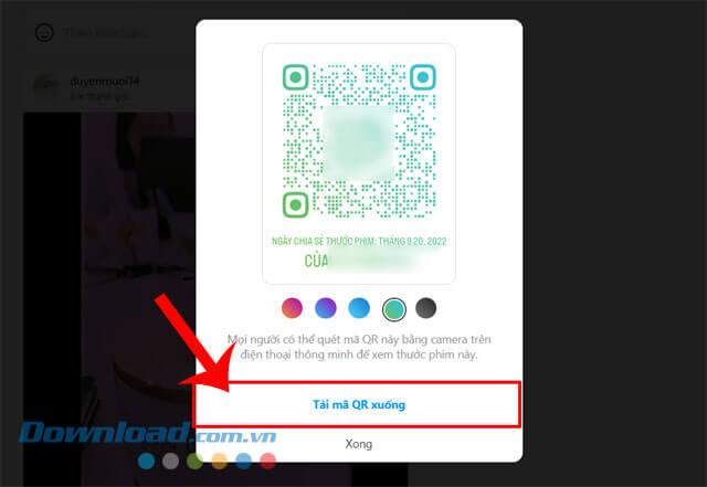 Nhấp chuột vào nút Tải mã QR xuống