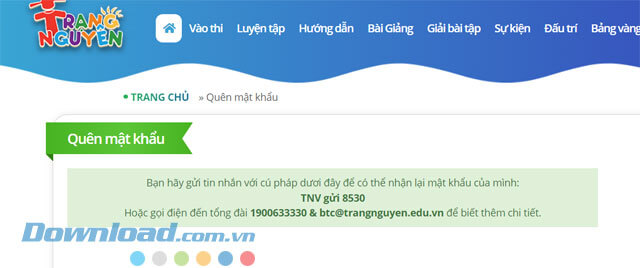 Lấy lại mật khẩu Trạng Nguyên Tiếng Việt