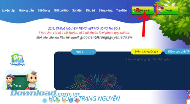 Nhấp chuột vào nút Đăng nhập