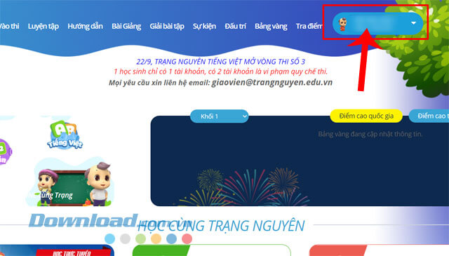 Click chuột vào tên tài khoản