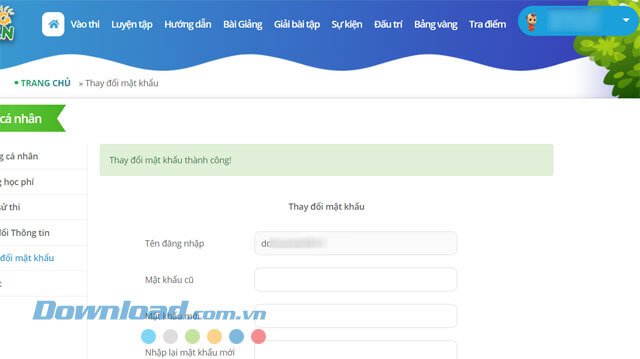 Đã thay đổi mật khẩu thành công