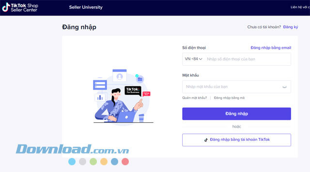 Đăng nhập tài khoản TikTok Shop