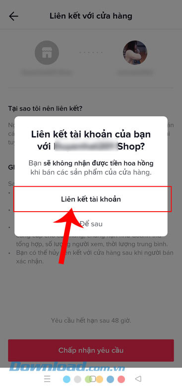 Chạm vào nút Liên kết tài khoản