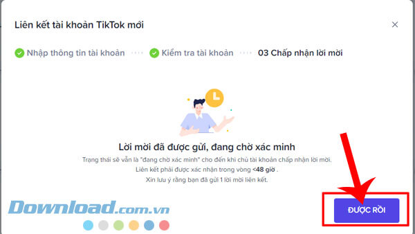 Click chuột vào nút Được rồi