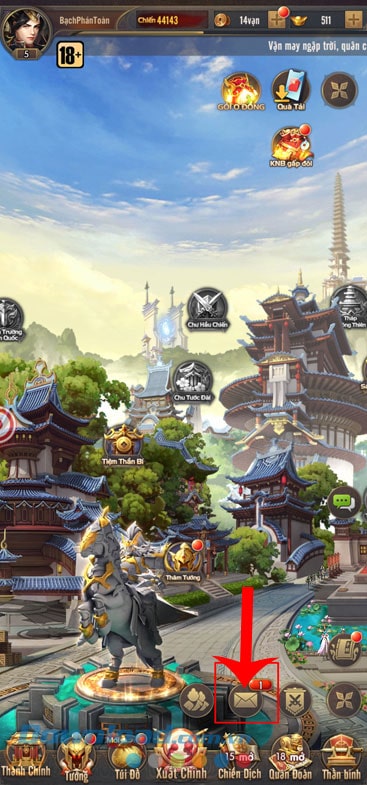 Chạm vào biểu tượng bức thư