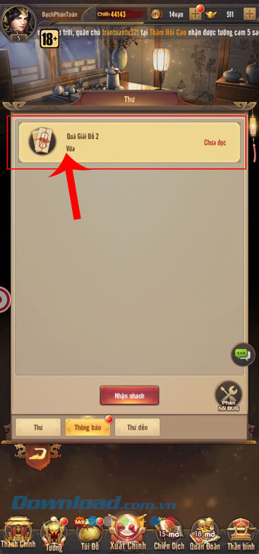 Nhấn vào mục “Quà Giải Đố”