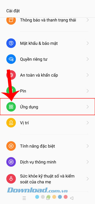 Nhấn vào nút Ứng dụng
