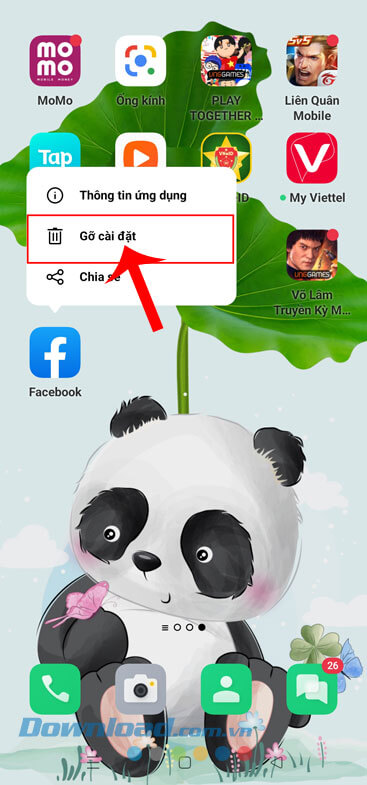 Gỡ cài đặt ứng dụng Facebook