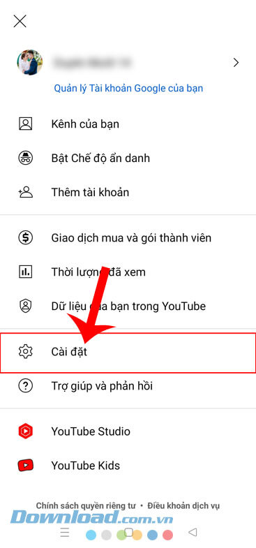 Ấn vào nút Cài đặt