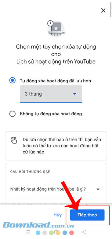 Nhấn vào nút Tiếp theo