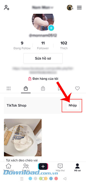 Nhấn vào nút Nhập