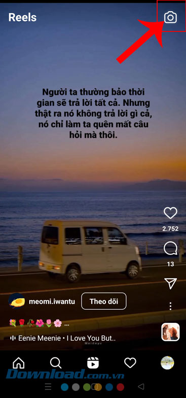 Ấn vào biểu tượng máy ảnh