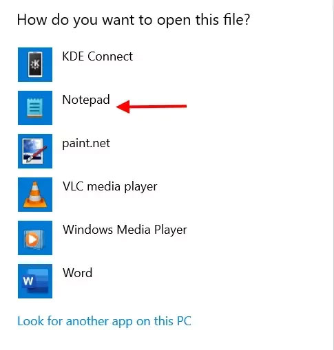 Để chỉnh sửa tệp, nhấp chuột phải và mở tệp bằng Notepad