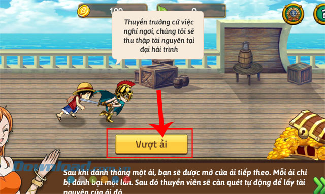 Nhấn vào nút Vượt ải