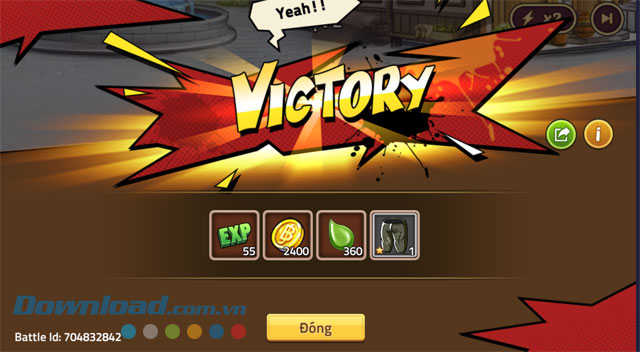 Chiến thắng trận đấu và nhận vật phẩm