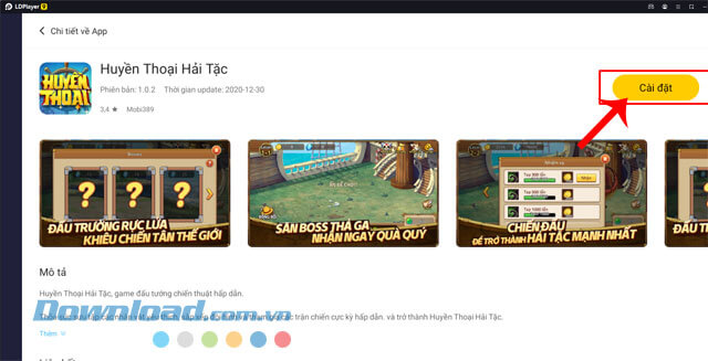 Click chuột vào nút Cài đặt