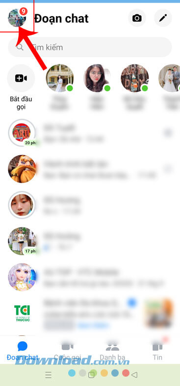 Nhấn vào ảnh đại diện Facebook