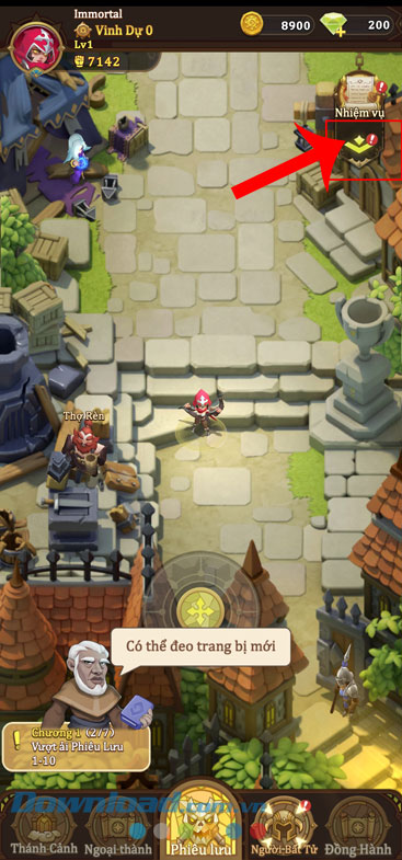 Ấn vào biểu tượng mũi tên đi xuống