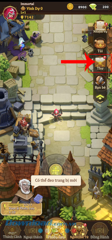 Chạm vào mục Thư