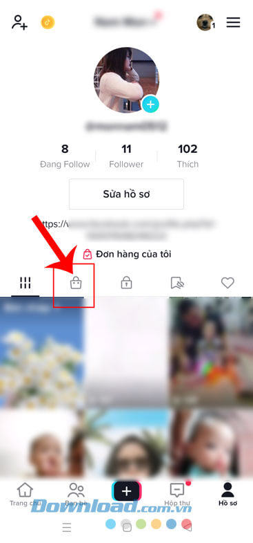 Ấn vào biểu tượng giỏ hàng