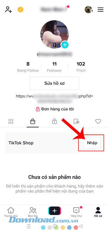Chạm vào nút Nhập